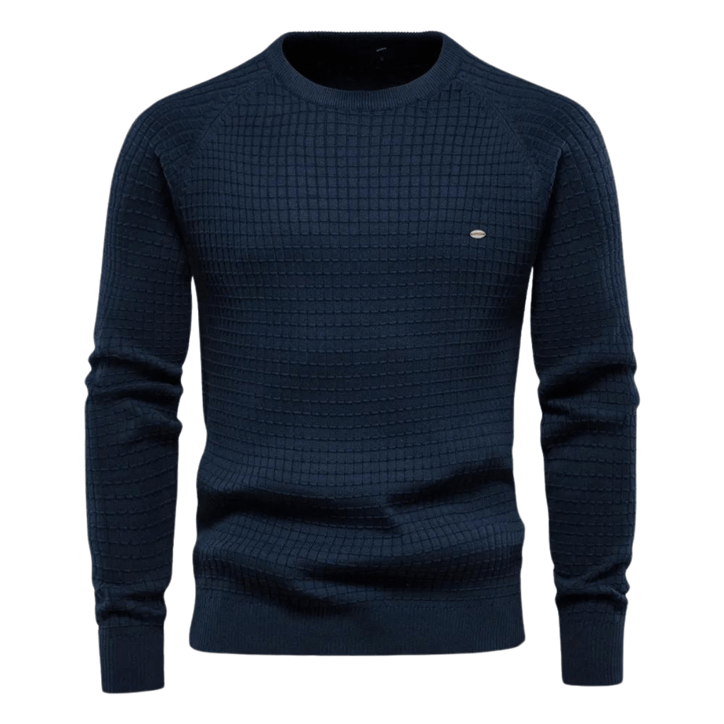 Stay cozy and stylish with the 100% Cotton Navy Pullover Waffle Sweaters for Men. Shop at Drestiny and enjoy free shipping, plus we'll cover the tax! Save up to 50% off now!