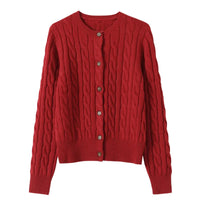 Thumbnail for Red cable knit cardigan on a white background