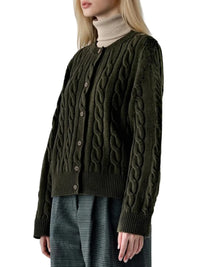 Thumbnail for 100% Wool Cable Knit Cardigan Women's Sweater