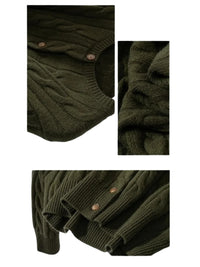 Thumbnail for Collage of a green knitted sweater with close-up details on a white background