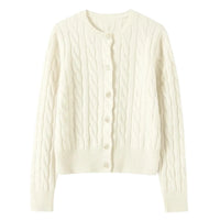 Thumbnail for White cable knit cardigan on a white background