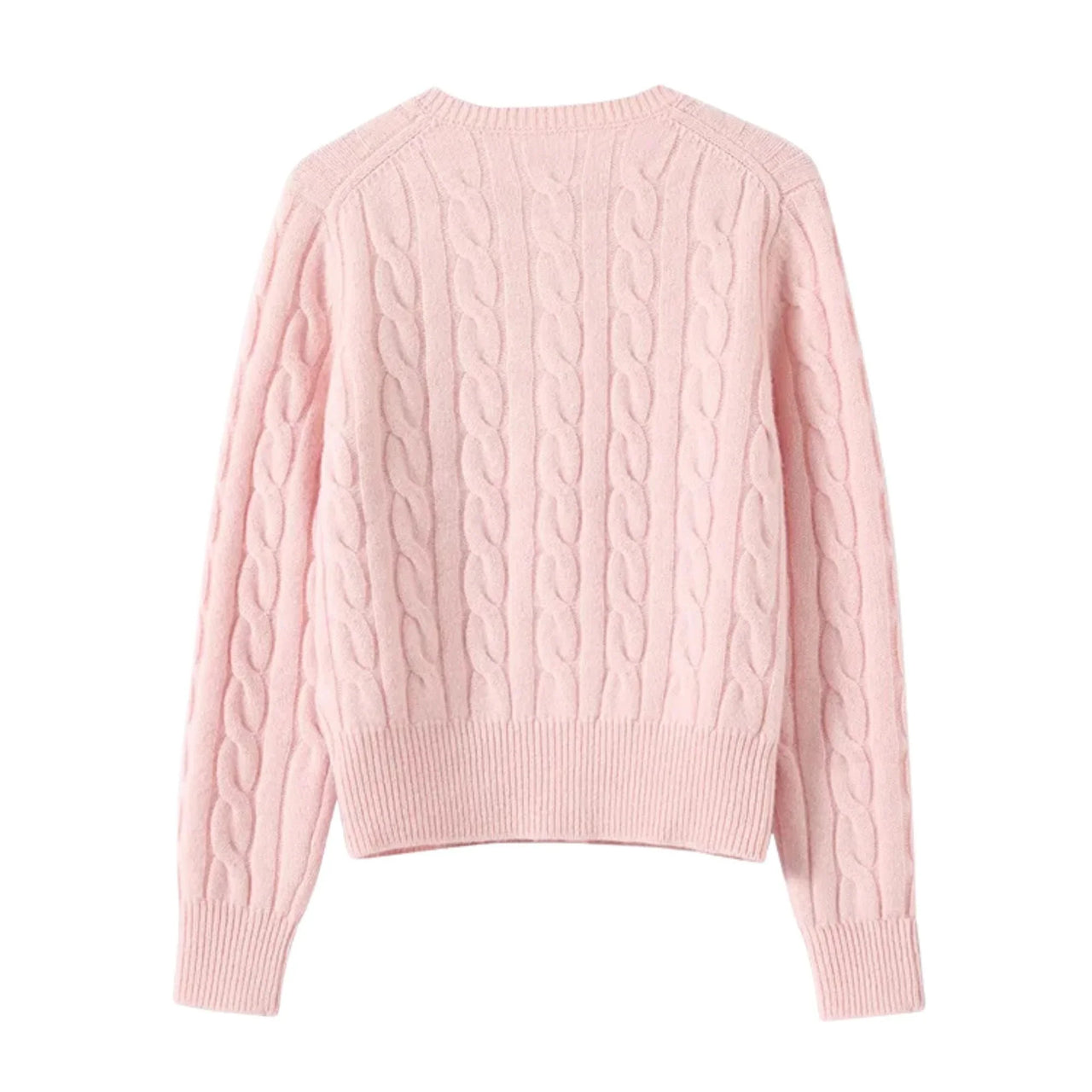 100% Wool Cable Knit Cardigan Women's Sweater