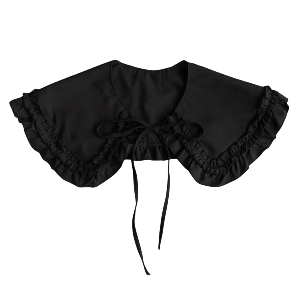 1pc Fake Collar - Detachable Black Ruffle Shirt Collar for Women