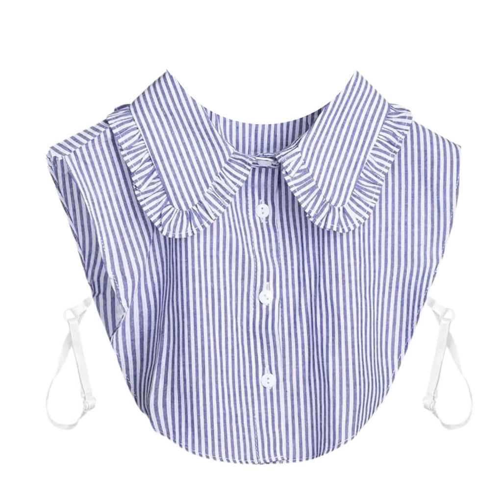 1pc Fake Collar - Detachable Purple Pin Stripe Low Neck Ruffle  Shirt Collar for Women