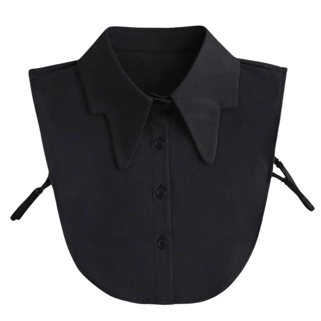 1pc Fake Collar - Detachable Solid Black Shirt Collar With Unique Collar Design for Women