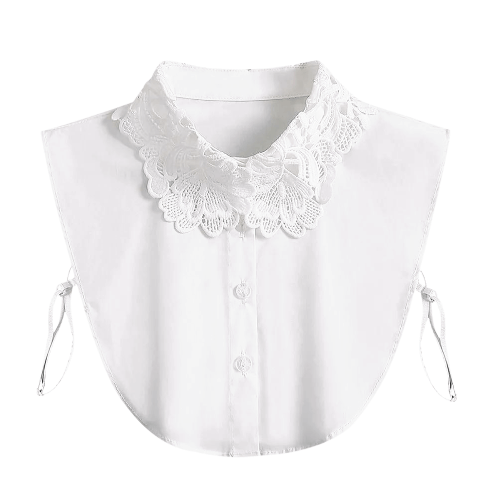 1pc Fake Collar - Detachable White Shirt Collar With Vintage Lace Collar for Women