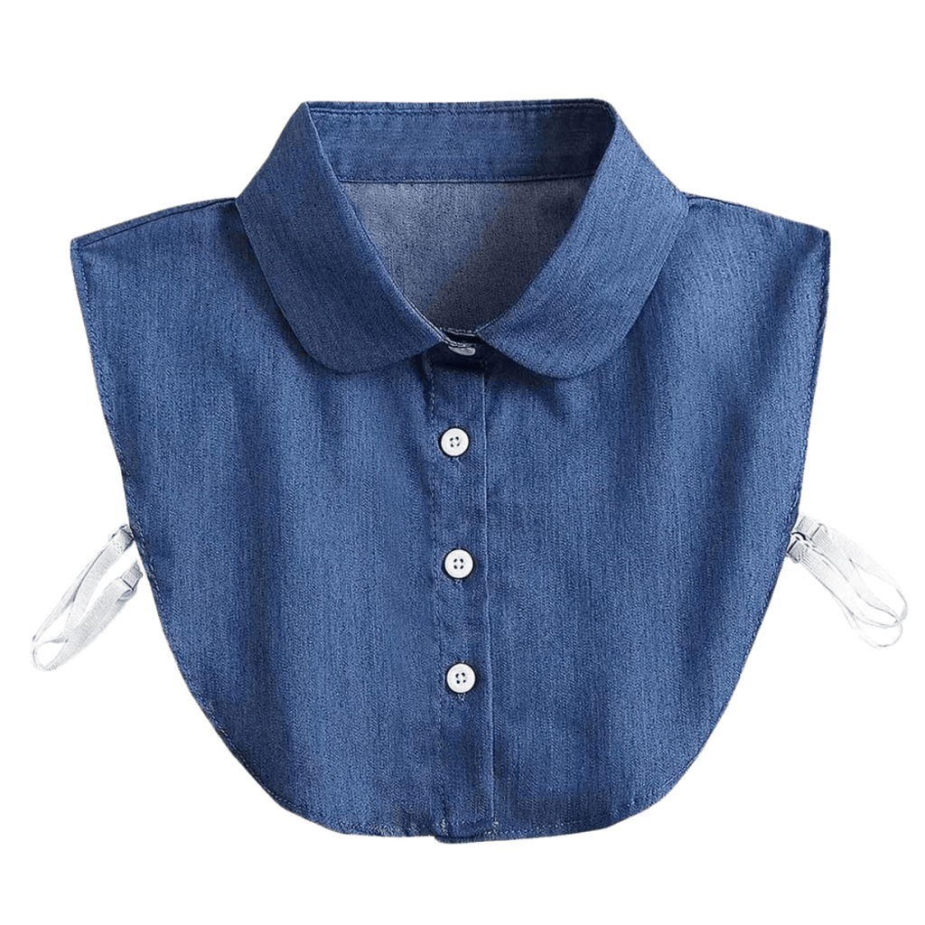 1pc Fake Collar - Detachable Dark Blue Denim Shirt Collar for Women