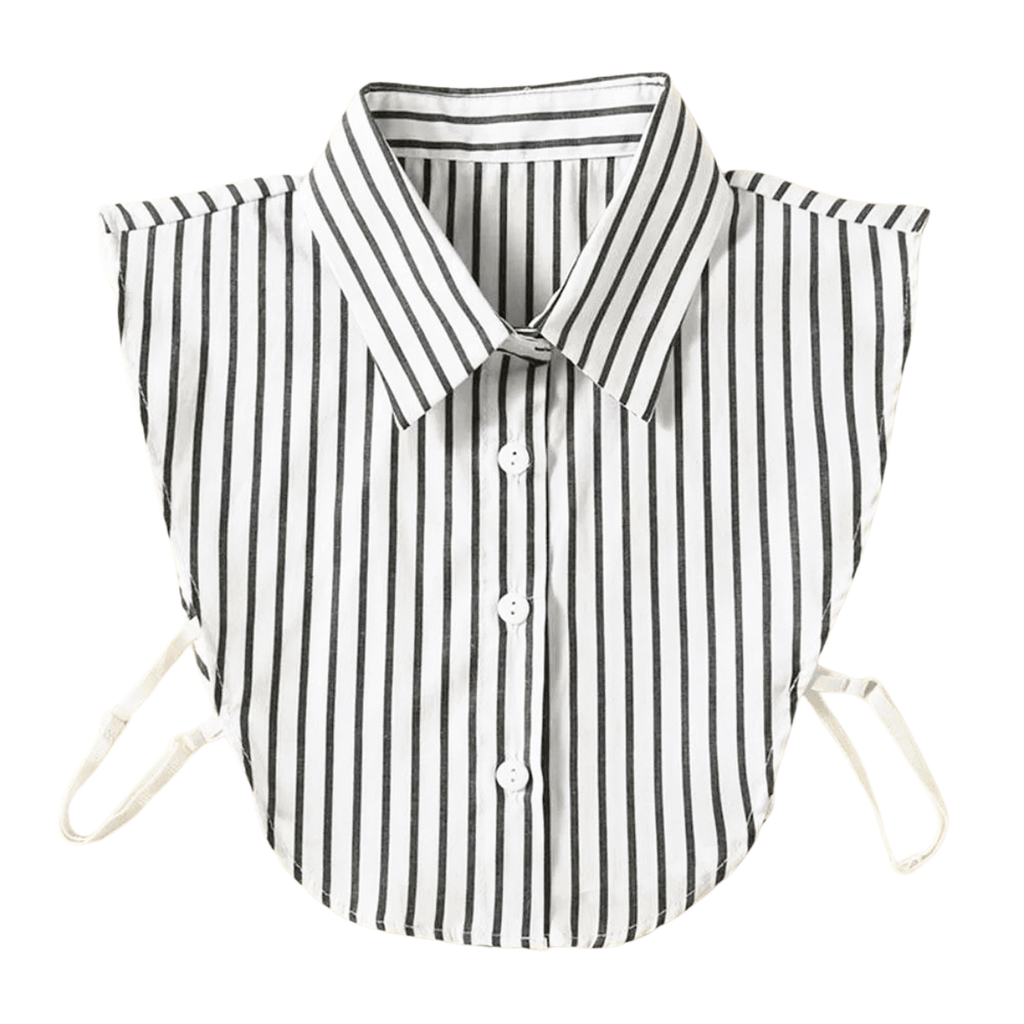 1pc Fake Collar - Detachable White and Black Stripes Pointed Shirt Collar for Women