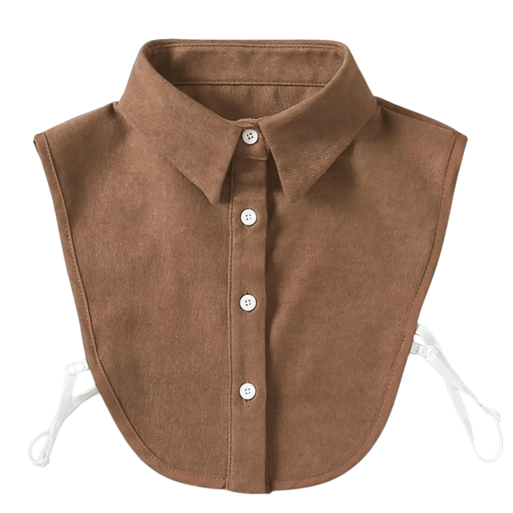1pc Fake Collar - Detachable Brown Shirt Collar for Women