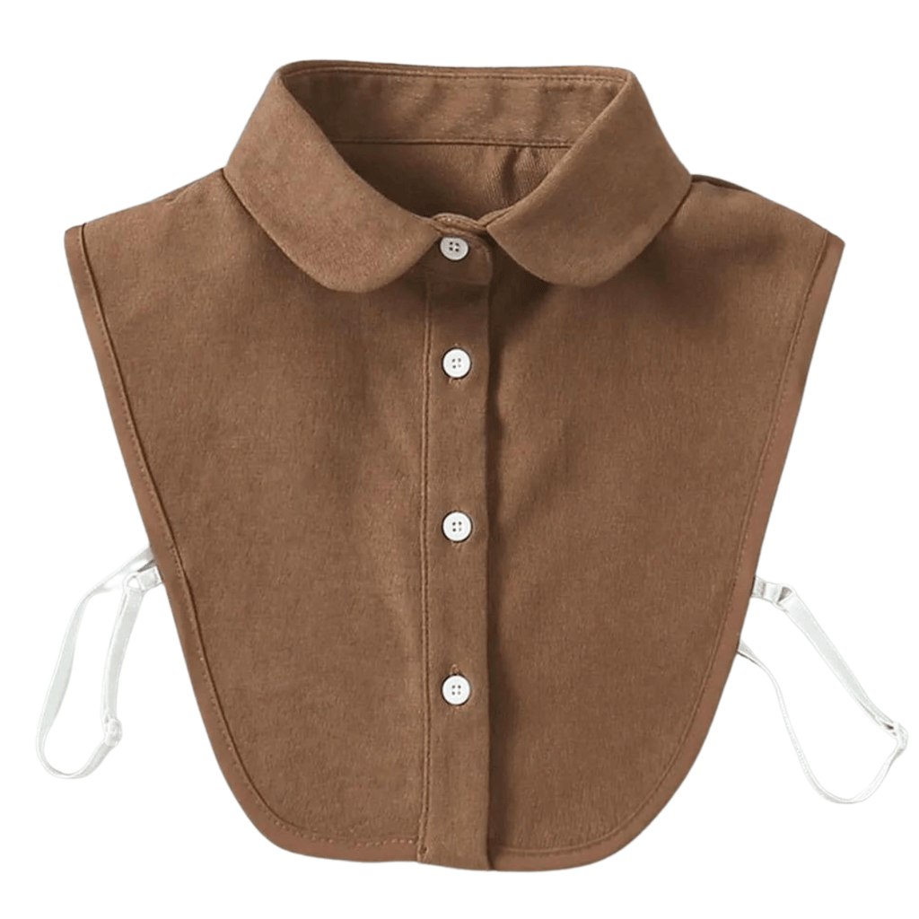 1pc Fake Collar - Detachable Brown Rounded Shirt Collar for Women