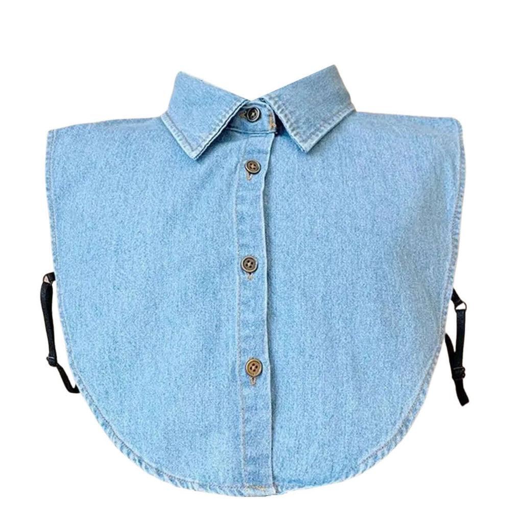 1pc Fake Collar - Detachable Light Blue Denim Shirt Collar for Women