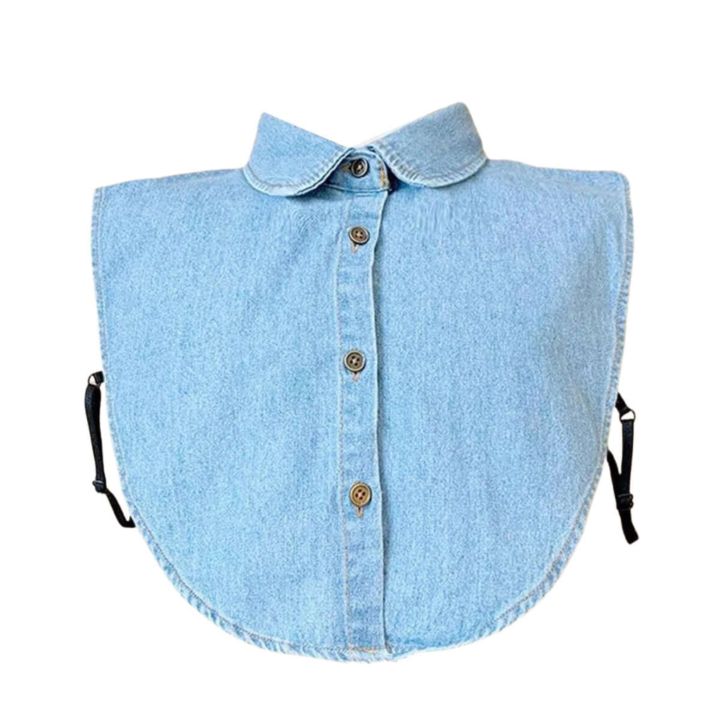 1pc Fake Collar - Detachable Very Light Blue Denim Shirt Collar for Women