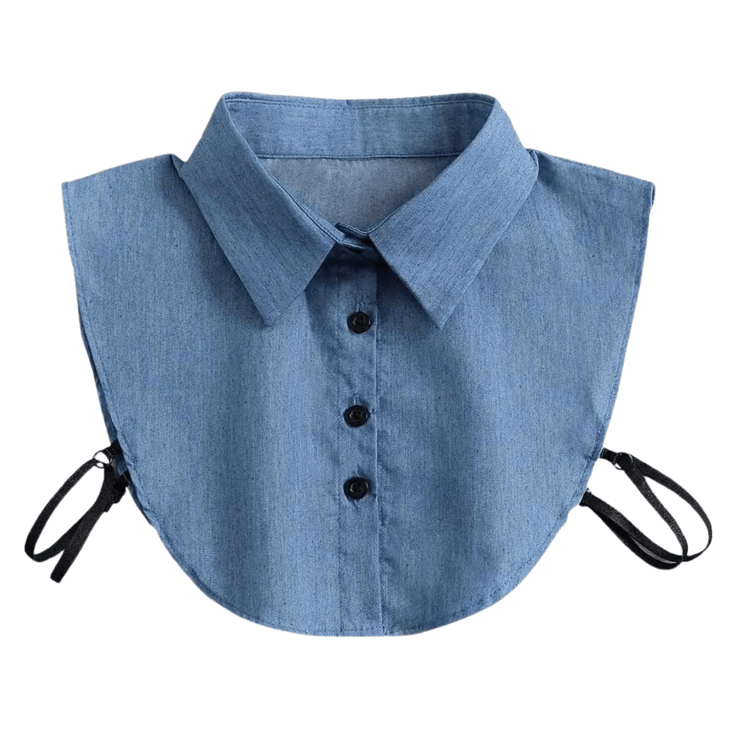 1pc Fake Collar - Detachable Light Blue Denim Shirt Collar for Women