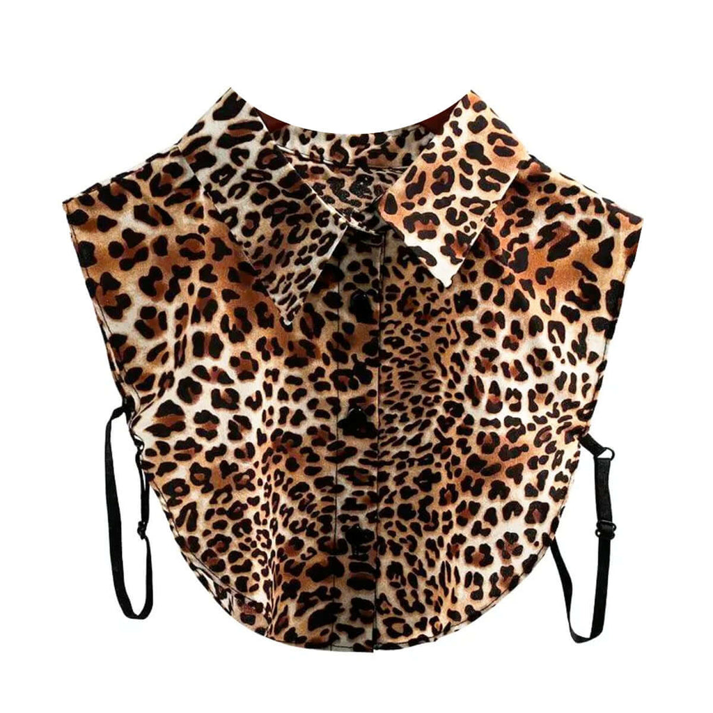 1pc Fake Collar - Detachable Cheetah Print Shirt Collar for Women