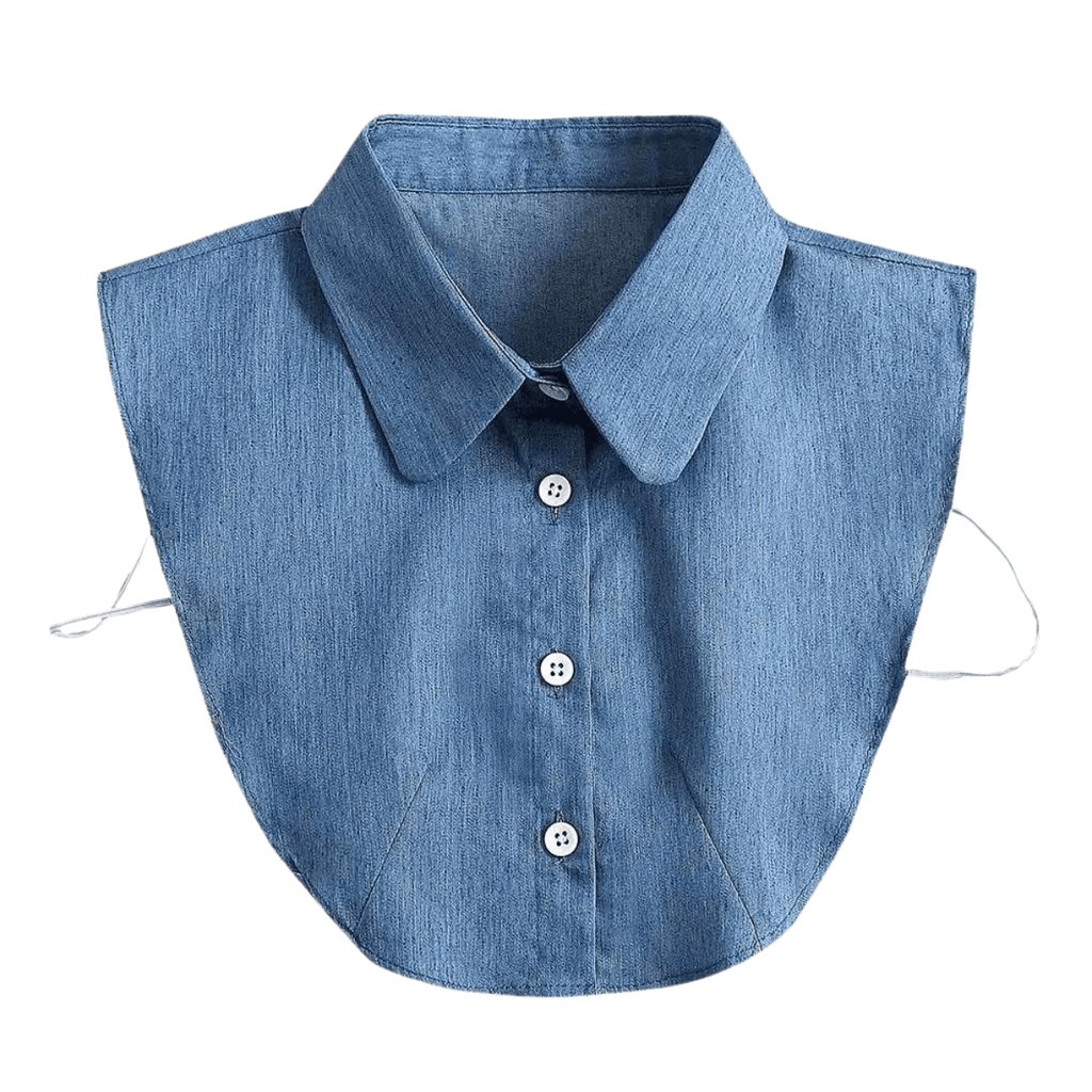 1pc Fake Collar - Detachable Denim Blue Shirt Collar for Women