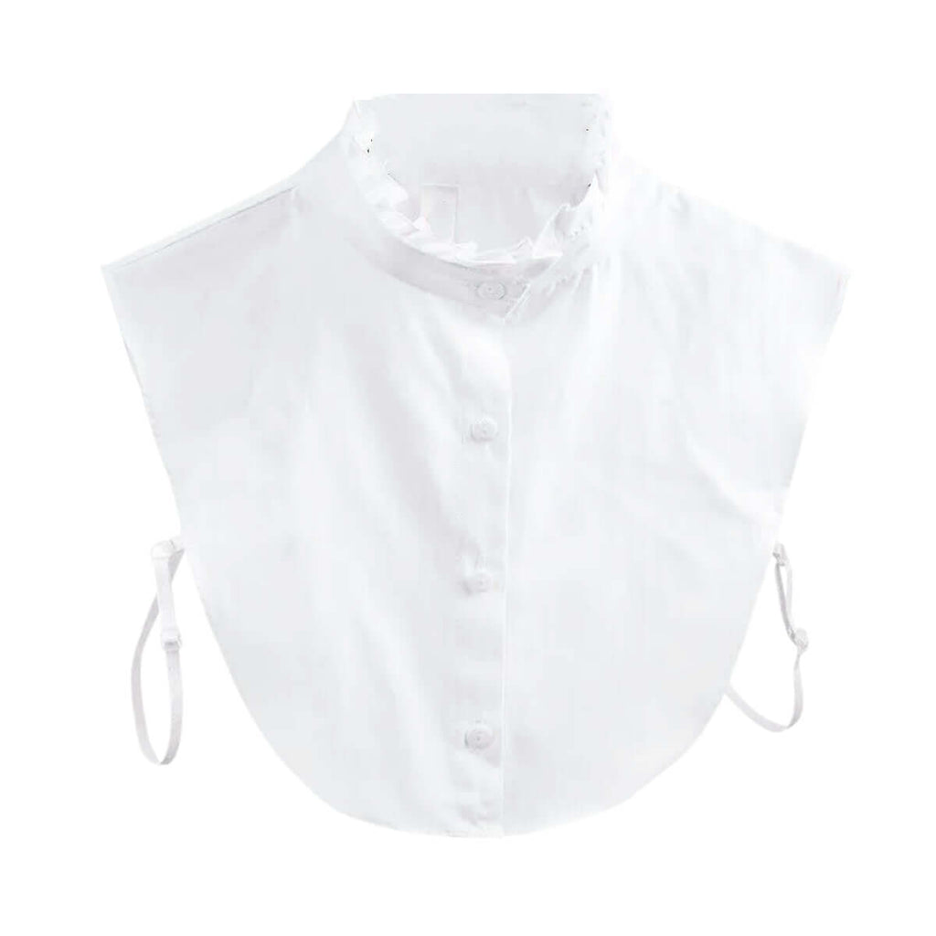 1pc Fake Collar - Detachable Solid White High Neck Ruffle  Shirt Collar for Women
