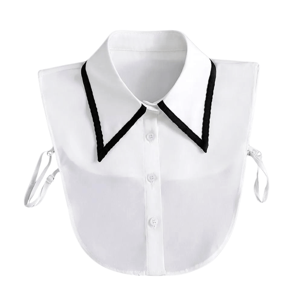 1pc Fake Collar - Detachable White with Thick Black Lines Shirt Collar for Women