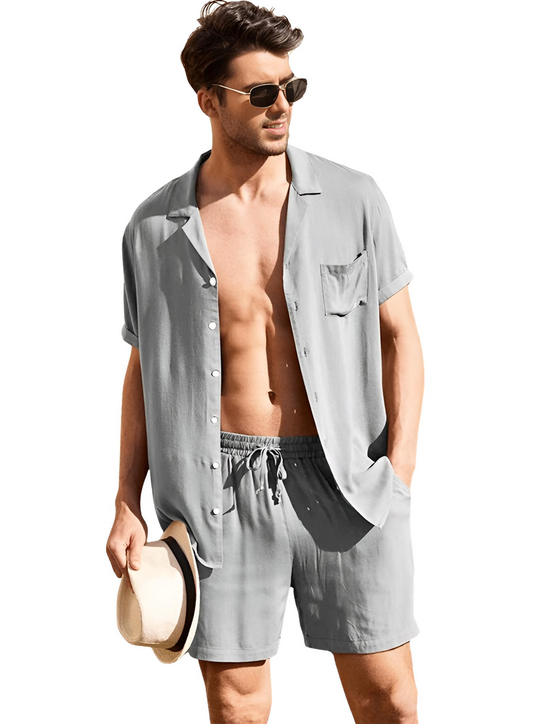 Shop Drestiny for a trendy 2-piece beach short set for men. Enjoy free shipping and let us cover the tax! Don't miss out on up to 50% off, only for a limited time. As seen on FOX/NBC/CBS.
