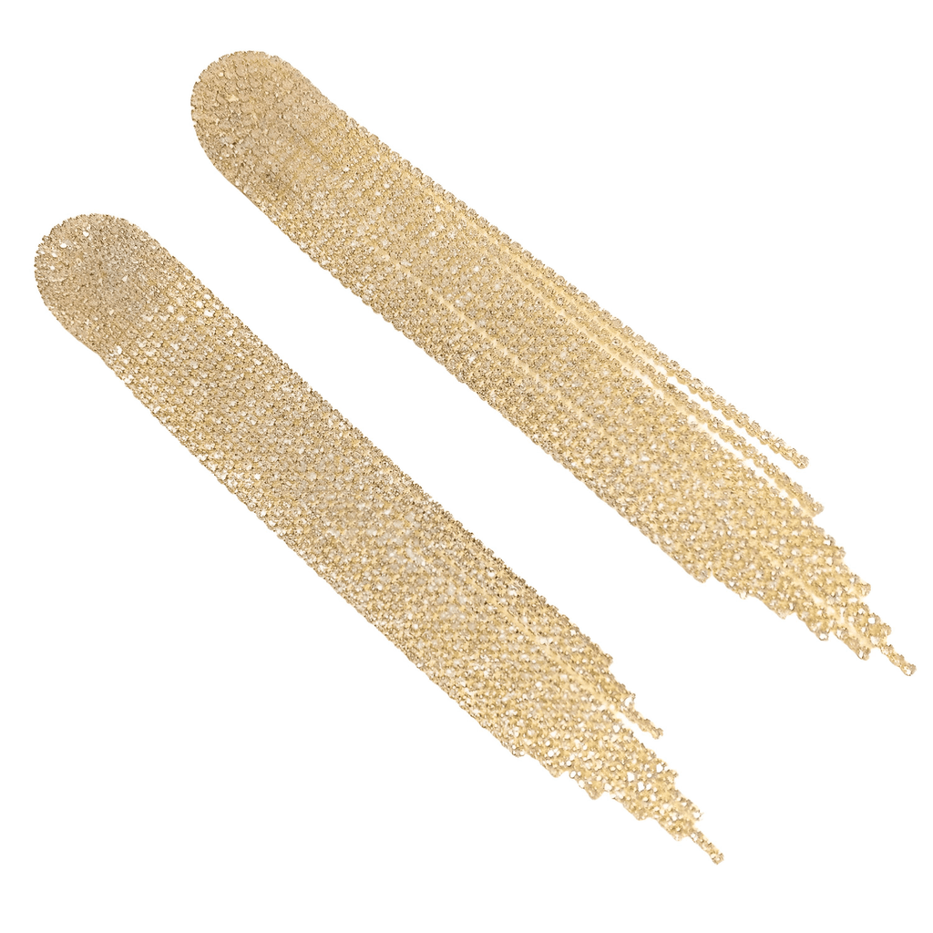 26cm Gold Rhinestone Tassel Earrings for Women