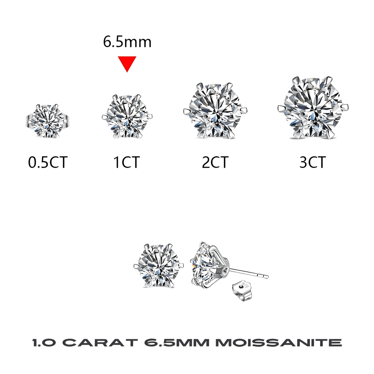 3.0 Carat Moissanite Gemstone Stud Earrings for Women Solid 925 Sterling Silver D color Solitaire Fine Jewelry -, Earrings , Drestiny , Australia, Canada, Earrings, New Zealand, Silver, United Kingdom, United States, White , Drestiny , www.shopdrestiny.com