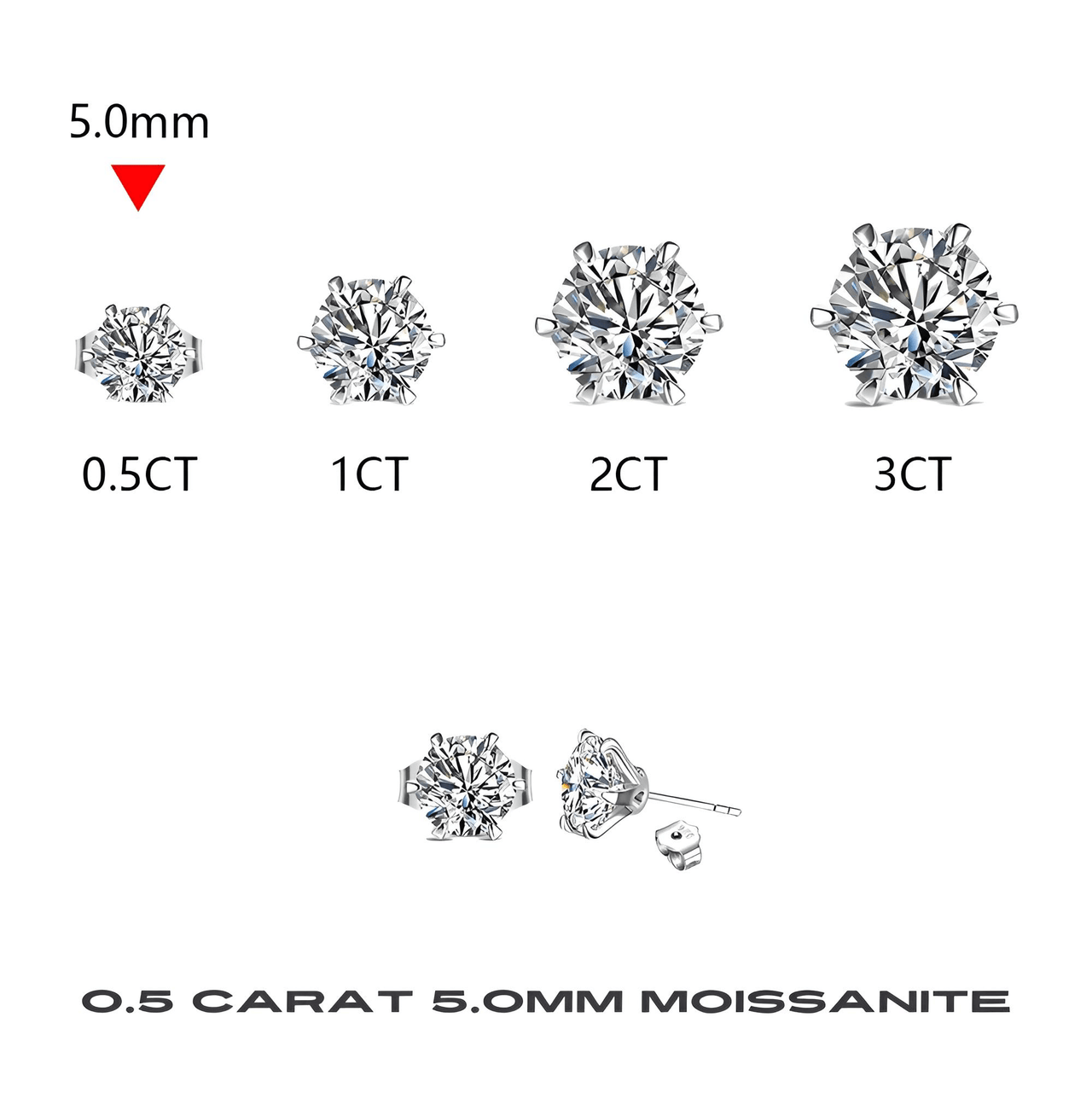 3.0 Carat Moissanite Gemstone Stud Earrings for Women Solid 925 Sterling Silver D color Solitaire Fine Jewelry -, Earrings , Drestiny , Australia, Canada, Earrings, New Zealand, Silver, United Kingdom, United States, White , Drestiny , www.shopdrestiny.com