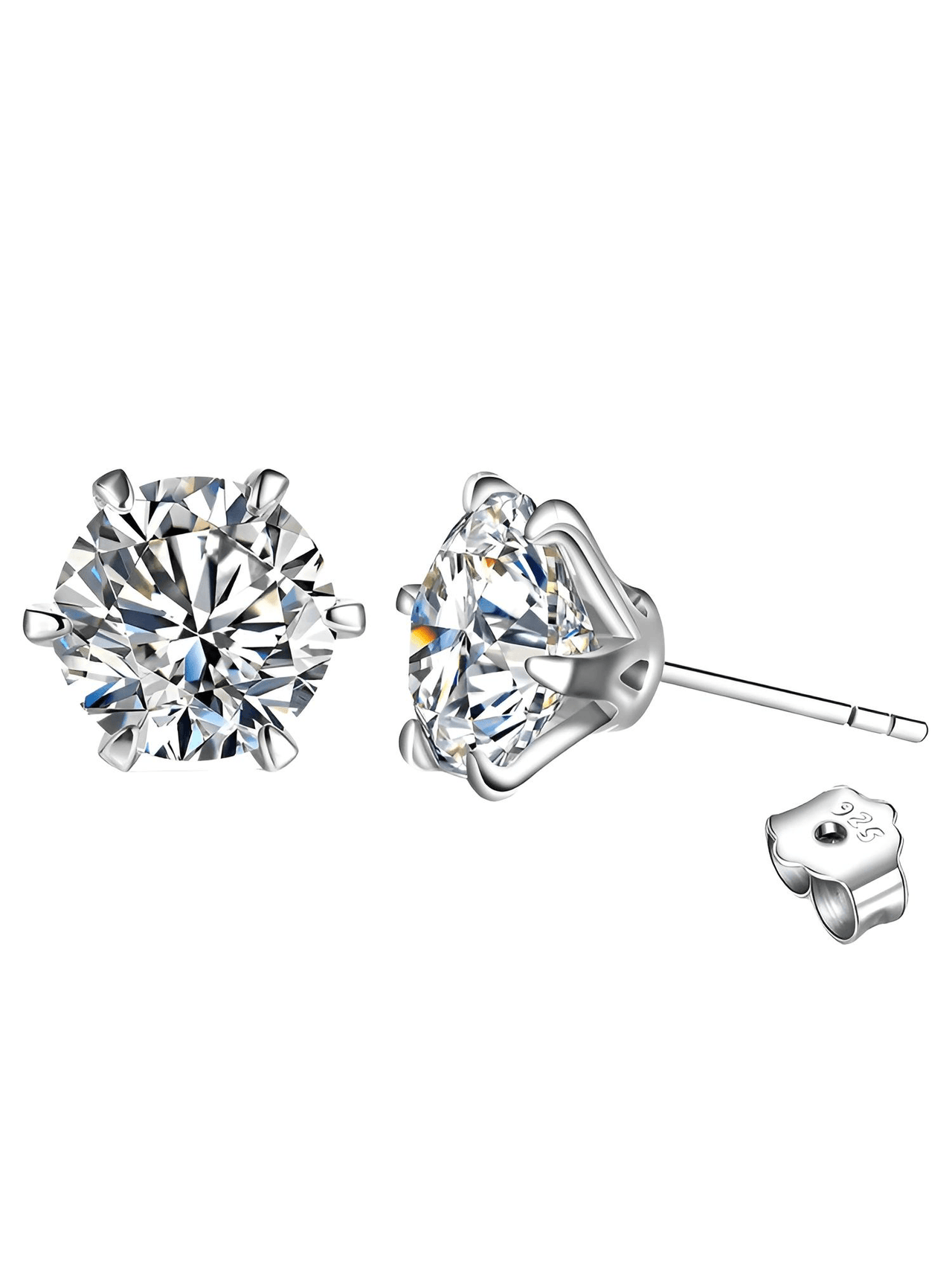 3.0 Carat Moissanite Gemstone Stud Earrings for Women Solid 925 Sterling Silver D color Solitaire Fine Jewelry -, Earrings , Drestiny , Australia, Canada, Earrings, New Zealand, Silver, United Kingdom, United States, White , Drestiny , www.shopdrestiny.com