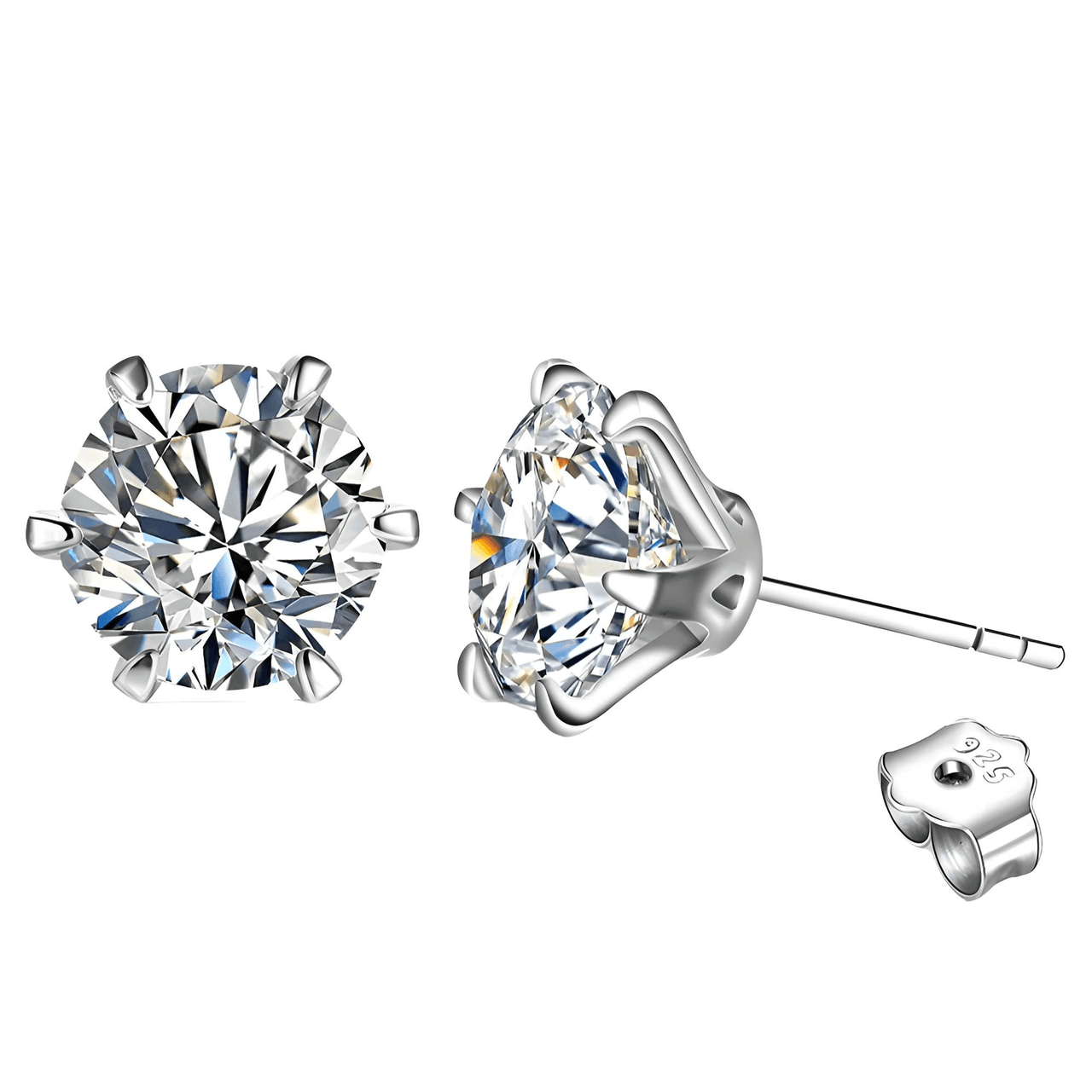 3.0 Carat Moissanite Gemstone Stud Earrings for Women Solid 925 Sterling Silver D color Solitaire Fine Jewelry -, Earrings , Drestiny , Australia, Canada, Earrings, New Zealand, Silver, United Kingdom, United States, White , Drestiny , www.shopdrestiny.com
