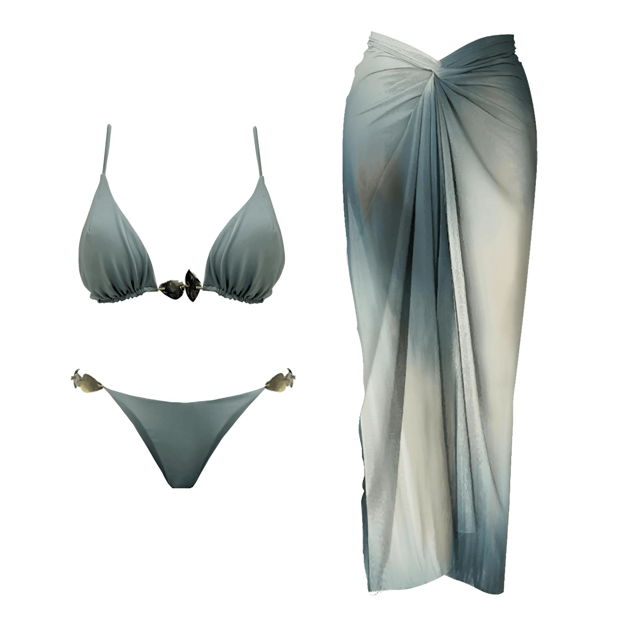3Pc Shell Bikini Skirt Set Sexy Women's Swimsuit With Long Skirt Micro Swimwear High Cut Biquini Female Bathing Suit Beachwear, Drestiny, Bikinis, Skirts, Skirt Sets, Sets, Cover Ups, S, M, L, United States, USA, Australia, United Kingdom, UK, Green-Blue, Pink-Yellow, Teal-Brown, Light Green, Dark Brown, Black, White, Shell bikini skirt set, 3 piece shell bikini set, shell bikini with skirt, Beach shell bikini skirt set, shopdrestiny.com