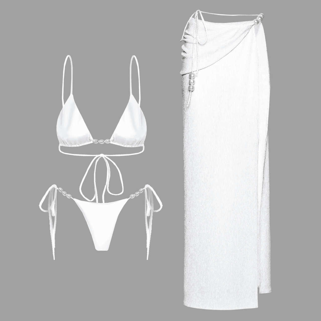 3Pc Shell Bikini Skirt Set Sexy Women's Swimsuit With Long Skirt Micro Swimwear High Cut Biquini Female Bathing Suit Beachwear, Drestiny, Bikinis, Skirts, Skirt Sets, Sets, Cover Ups, S, M, L, United States, USA, Australia, United Kingdom, UK, Green-Blue, Pink-Yellow, Teal-Brown, Light Green, Dark Brown, Black, White, Shell bikini skirt set, 3 piece shell bikini set, shell bikini with skirt, Beach shell bikini skirt set, shopdrestiny.com