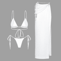 Thumbnail for 3Pc Shell Bikini Skirt Set Sexy Women's Swimsuit With Long Skirt Micro Swimwear High Cut Biquini Female Bathing Suit Beachwear, Drestiny, Bikinis, Skirts, Skirt Sets, Sets, Cover Ups, S, M, L, United States, USA, Australia, United Kingdom, UK, Green-Blue, Pink-Yellow, Teal-Brown, Light Green, Dark Brown, Black, White, Shell bikini skirt set, 3 piece shell bikini set, shell bikini with skirt, Beach shell bikini skirt set, shopdrestiny.com