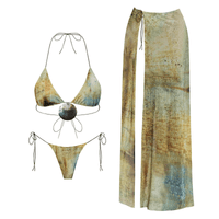 Thumbnail for 3Pc Shell Bikini Skirt Set Sexy Women's Swimsuit With Long Skirt Micro Swimwear High Cut Biquini Female Bathing Suit Beachwear, Drestiny, Bikinis, Skirts, Skirt Sets, Sets, Cover Ups, S, M, L, United States, USA, Australia, United Kingdom, UK, Green-Blue, Pink-Yellow, Teal-Brown, Light Green, Dark Brown, Black, White, Shell bikini skirt set, 3 piece shell bikini set, shell bikini with skirt, Beach shell bikini skirt set, shopdrestiny.com