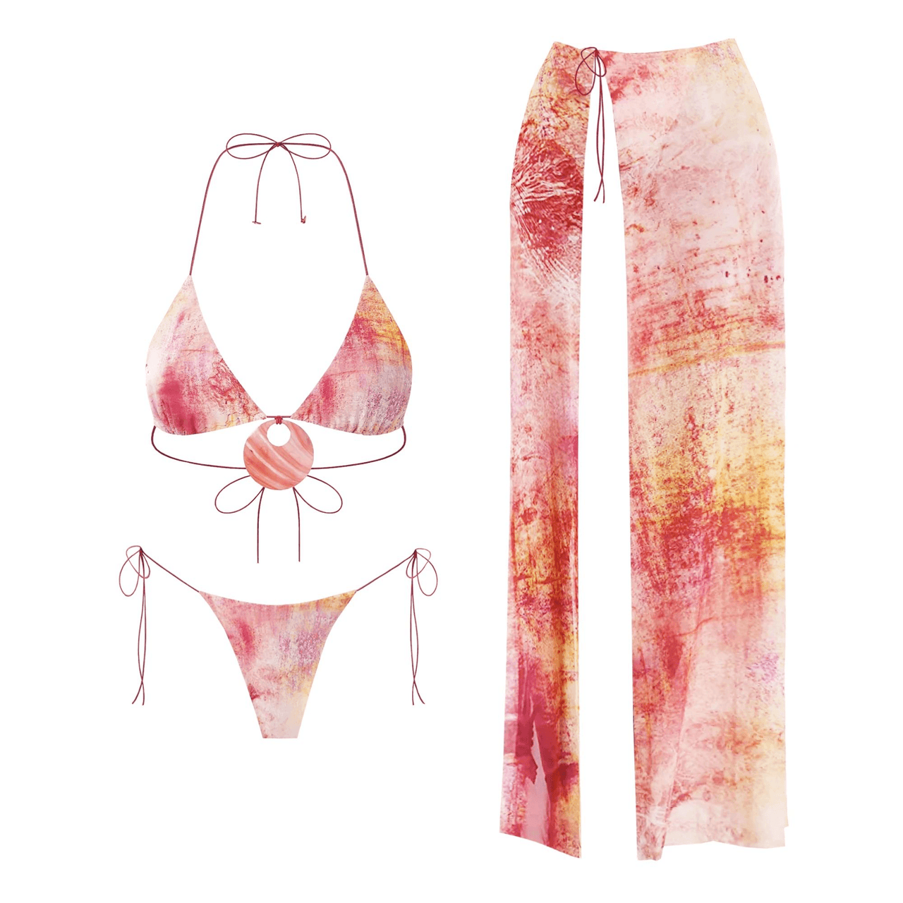 3Pc Shell Bikini Skirt Set Sexy Women's Swimsuit With Long Skirt Micro Swimwear High Cut Biquini Female Bathing Suit Beachwear, Drestiny, Bikinis, Skirts, Skirt Sets, Sets, Cover Ups, S, M, L, United States, USA, Australia, United Kingdom, UK, Green-Blue, Pink-Yellow, Teal-Brown, Light Green, Dark Brown, Black, White, Shell bikini skirt set, 3 piece shell bikini set, shell bikini with skirt, Beach shell bikini skirt set, shopdrestiny.com