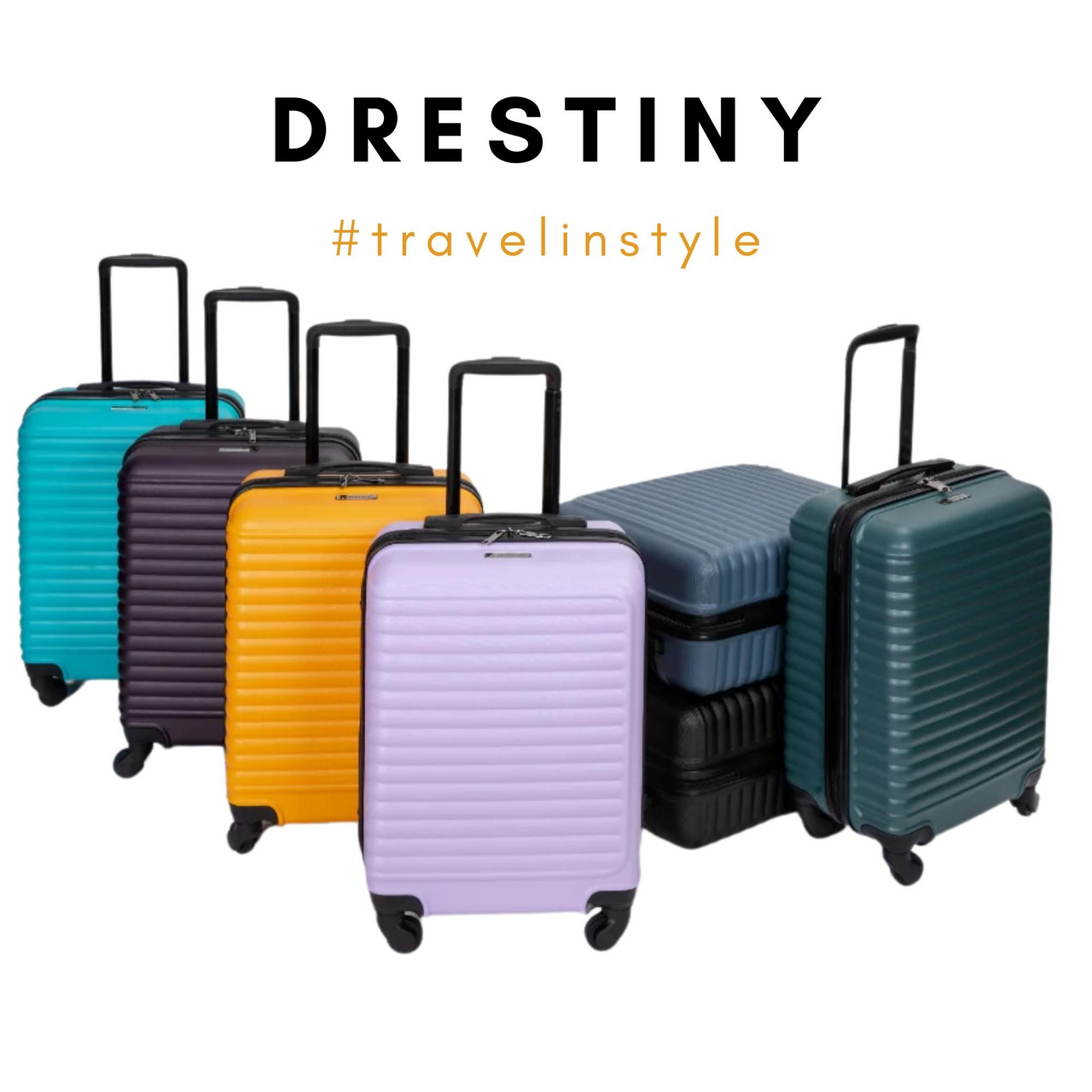 3 Piece Luggage Set Hard Shell Luggage Set with Spinner Wheel Carry On Luggage With TSA Lock Travel Suitcase set, Drestiny, 20" 24", 28", United States, Luggage, Sets, Suitcases, cheap hard shell luggage, best cheap hard shell luggage, budget hard shell luggage, hard shell luggage on sale, hard shell luggage under $100, Purple, Orange, Dark Purple, Black, Green, Blue, Pink, Light Blue, Gold, shopdrestiny.com