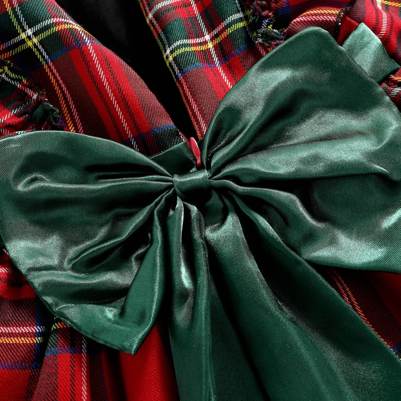 6M-5 Years Girls Plaid Christmas Dresses Toddler Kids Red Green Plaid Bow Dresses For Girl