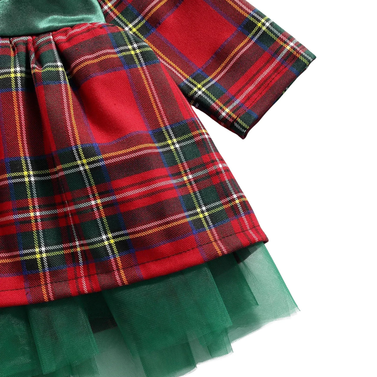 6M-5 Years Girls Plaid Christmas Dresses Toddler Kids Red Green Plaid Bow Dresses For Girl