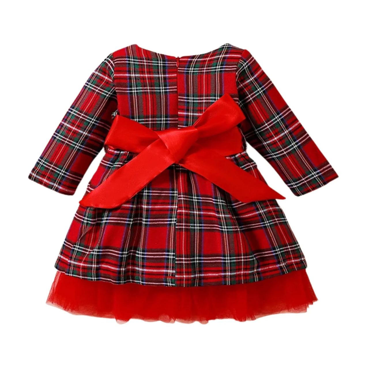 6M-5 Years Girls Plaid Christmas Dresses Toddler Kids Red Green Plaid Bow Dresses For Girl