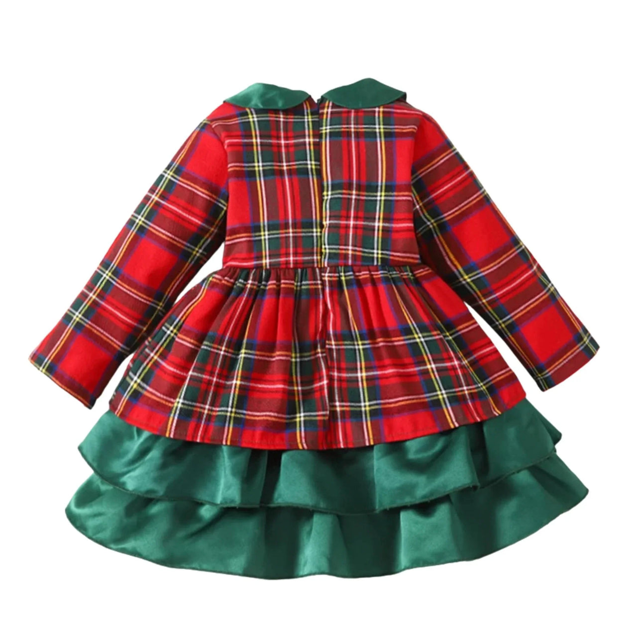 6M-5 Years Girls Plaid Christmas Dresses Toddler Kids Red Green Plaid Bow Dresses For Girl