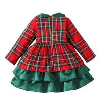 Thumbnail for 6M-5 Years Girls Plaid Christmas Dresses Toddler Kids Red Green Plaid Bow Dresses For Girl