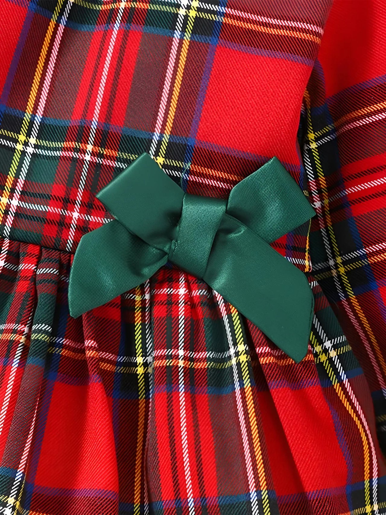 6M-5 Years Girls Plaid Christmas Dresses Toddler Kids Red Green Plaid Bow Dresses For Girl