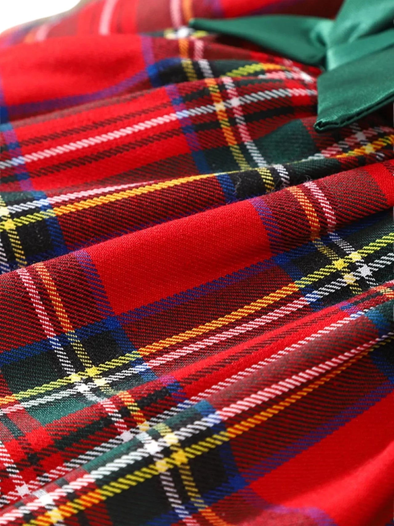 6M-5 Years Girls Plaid Christmas Dresses Toddler Kids Red Green Plaid Bow Dresses For Girl