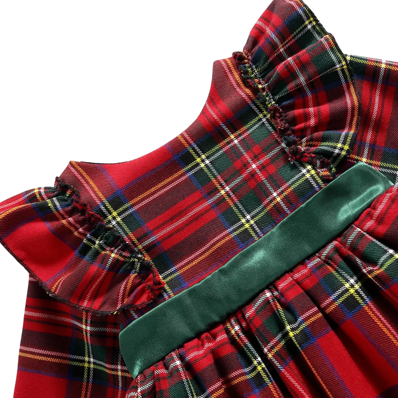 6M-5 Years Girls Plaid Christmas Dresses Toddler Kids Red Green Plaid Bow Dresses For Girl