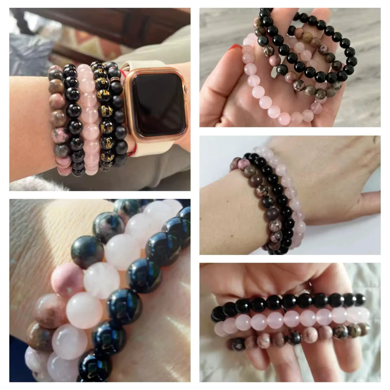 8mm 3Pcs Natural Stones Bracelet Set