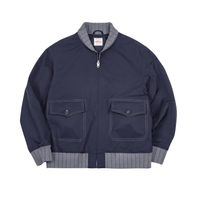 Thumbnail for Retro Men's A1 Flight Jacket in Navy with Contrast Color Splicing Baseball Coat for Men's Overcoat Spring and Autumn, Drestiny, Jackets, Bomber Jackets, Navy, S, M, L, XL, XXL, 2XL, United States, USA, Canada, Australia, New Zealand, United Kingdom, UK, Retro A1 flight jacket men's, Vintage A1 bomber jacket men, Men's A1 flight jacket for sale, Classic A1 flight jacket, Retro men's A1 flight jacket, Vintage A1 flying jacket mens, Leather A1 bomber jacket UK, Men's A1 flight jacket online, shopdrestiny.com