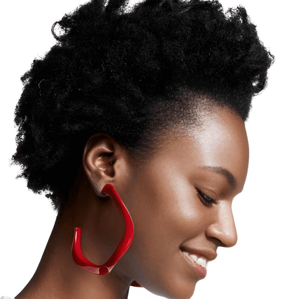 Acrylic Red Hoop Earrings