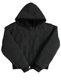 Thumbnail for Men's Hooded Canvas Short Jacket with Faux Fur Inside Loose Casual Hoodie, Drestiny, Coats, Jackets, United States, USA, Canada, Australia, New Zealand, United Kingdom, UK, Black, Khaki, S, M, L, XL, men's hooded short jacket, men's short hooded jacket, men's hooded short jackets, short hooded jacket men's canvas, black men's hooded short jacket, khaki men's hooded short jacket, shopdrestiny.com