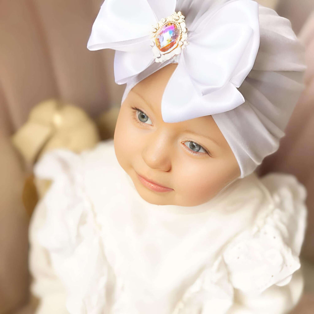 Baby White Hat With Rhinestones