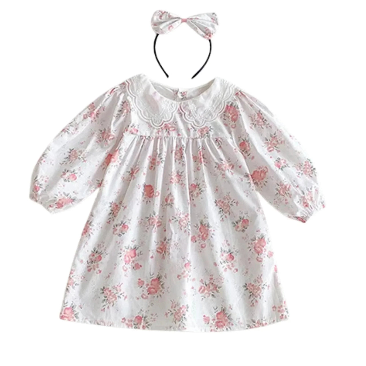 Floral dress with matching headband on a white background