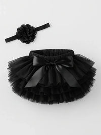Thumbnail for Black tutu skirt with matching headband on a white background