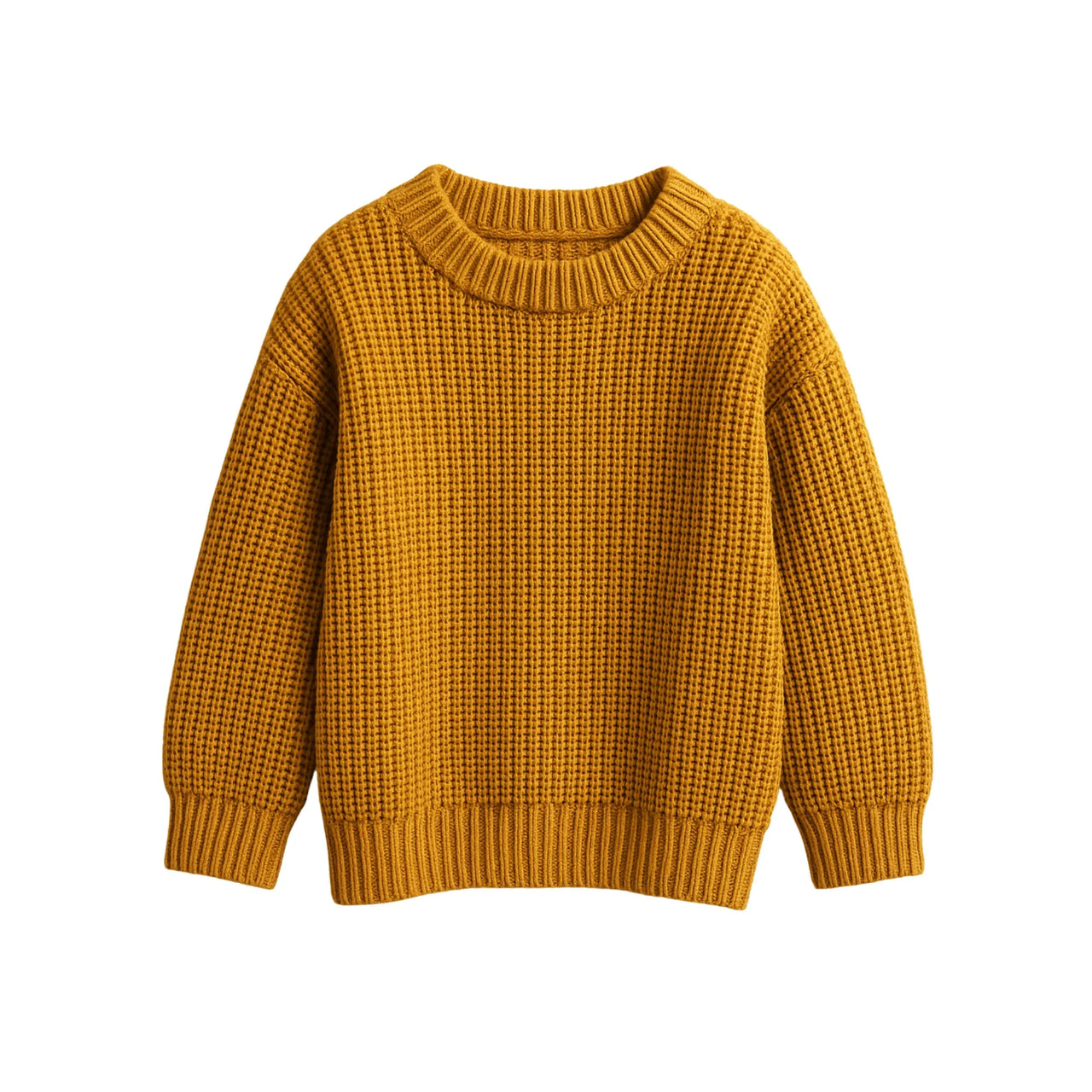 Mustard yellow sweater on a white background