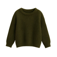 Thumbnail for Green ribbed sweater on a white background
